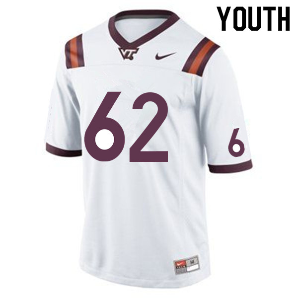 Youth #62 Gabe Sesco Virginia Tech Hokies College Football Jerseys Sale-White
